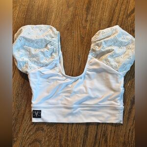 Dancewear Kandi Kouture White Crop Top with Eyelet Sleeves